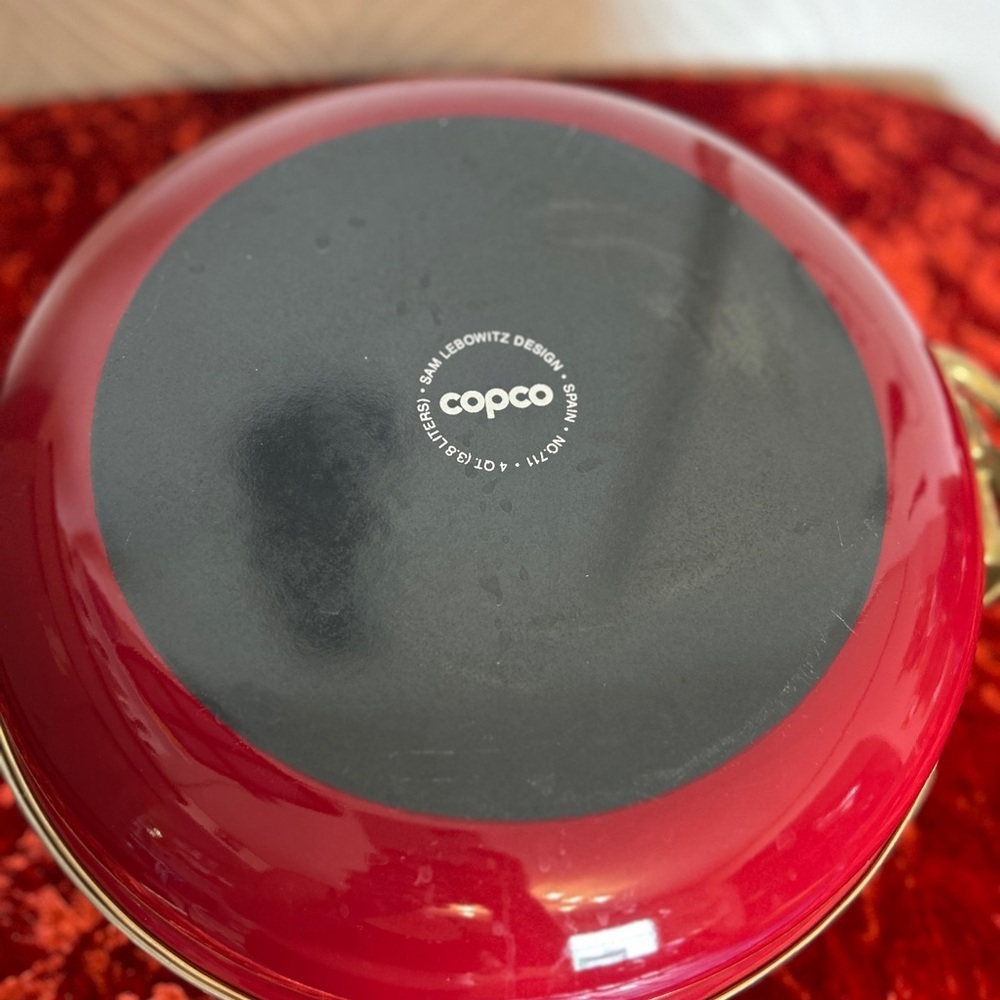 2 Vintage Sam Lebowitz Copco Gold Paella Red Pans 11”